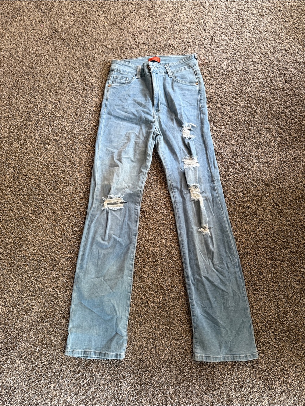 Rock & Republic Light Blue Distressed Wide-Leg Jeans